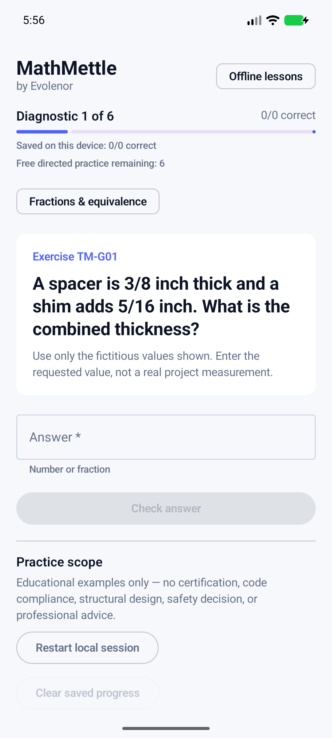 Diagnóstico de matemáticas de oficio de MathMettle en Android