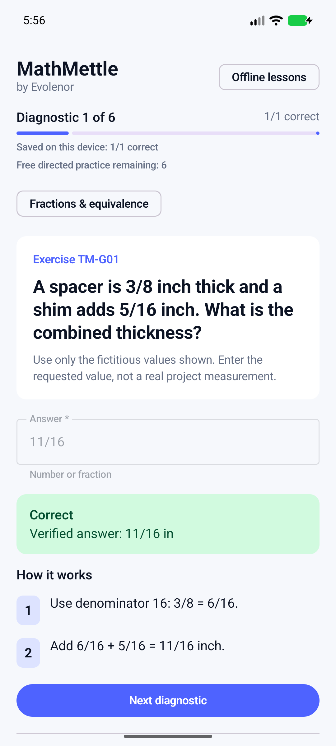 Pasos de respuesta verificados en MathMettle